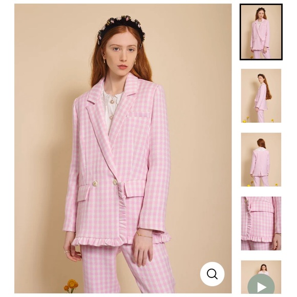 Sister Jane Bee Botanical Buzz Gingham Tweed Blazer & Pants Suit Two Piece Set - Picture 7 of 9